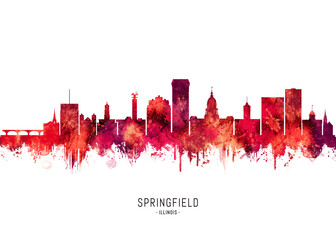 Fototapeta premium Springfield Illinois Skyline Red