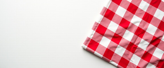 Obraz premium Red and White Checkered Tablecloth on a White Striped Surface