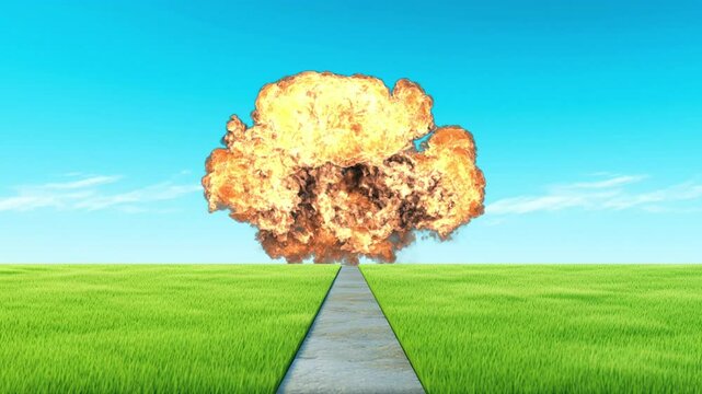 A Path Through a Pleasant Landscape Suddenly Struck by an Unexpected Missile  Explosion