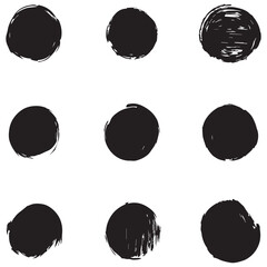 black hand-drawn circles with various brush strokes on a white background.