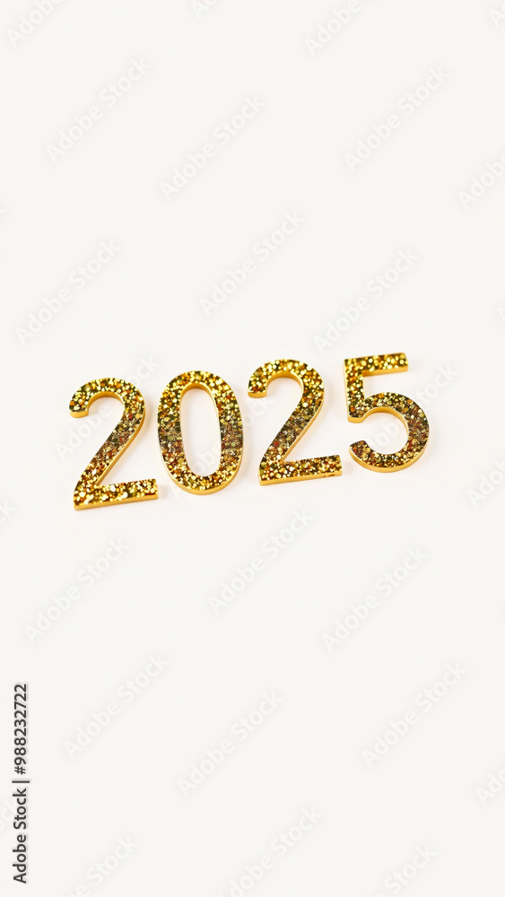 Sticker Golden Glitter 2025 New Year