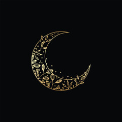 Golden cresent moon temporary tattoo