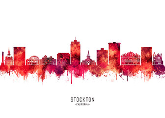 Fototapeta premium Stockton California Skyline Red