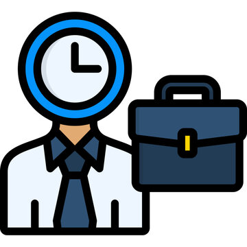 clock head businessman holding briefcase clip art preview