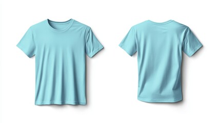 Fototapeta premium Light blue t-shirt mockup. T-shirt front and back template