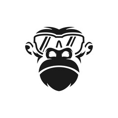 black and white cartoon illustration of a monkey