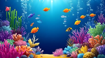 Fototapeta premium Vibrant underwater coral reef scene