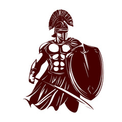 Gladiator shield logo and illustration