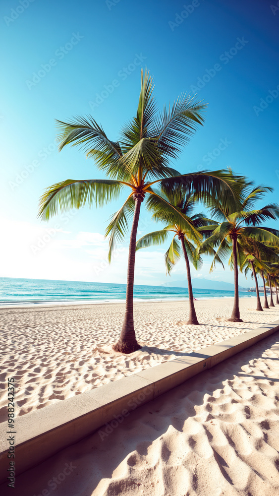 Poster Palm Trees on a Sandy Beach