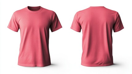 Pink t-shirt mockup. T-shirt front and back template