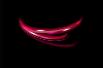 Light red Twirl. Red line curve light effect. Glowing red circle. Red light trail, vortex, wave speed, trace line twirl pedestal