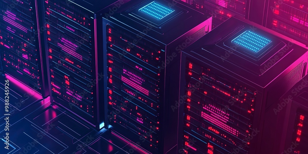 Wall mural database futuristic server. mining crypto currency farm technology.