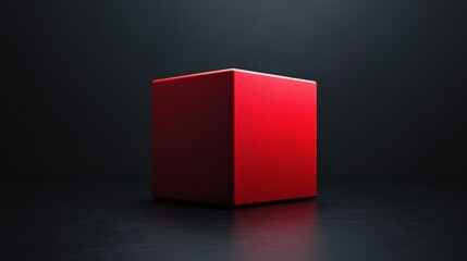 A simple red cube on a dark background, emphasizing minimalism.
