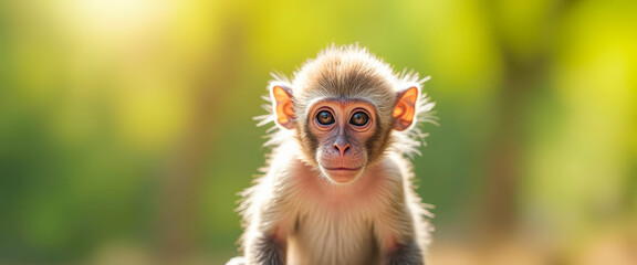 Fototapeta premium Close-up Portrait of a Curious Baby Monkey