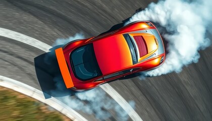 Sports Car Drifting with Tire Smoke in High-Speed Motion - Illustration