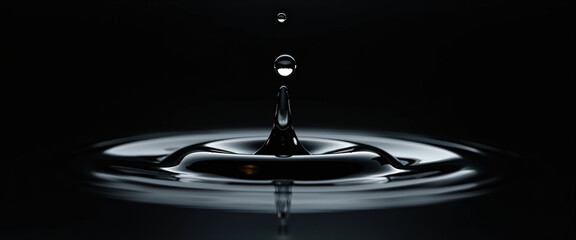 Water Droplet Splashing into Liquid