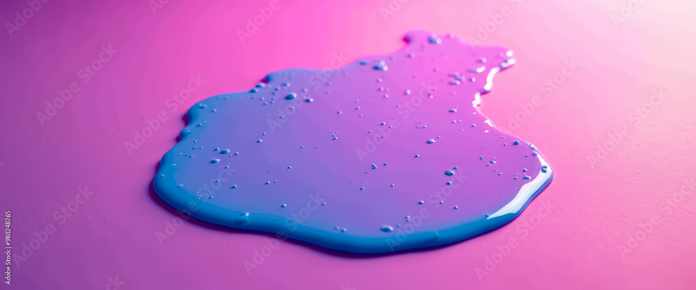 Wall mural Abstract Blue and Pink Paint Splotch on Pink Background