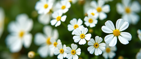 Fototapeta premium Delicate White Daisies in a Field of Green