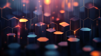 Fototapeta premium Abstract 3d technology hexagon shape background. Digital technology concept. dark background technology background.