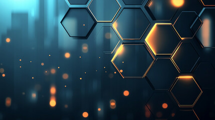 abstract Digital technology cube hexagon shape pattern innovative concept background. 
