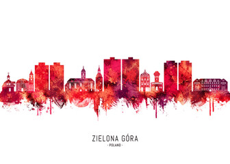 Zielona Gora Poland Skyline Red