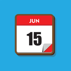 Fototapeta premium calender icon, 15 june icon with white background