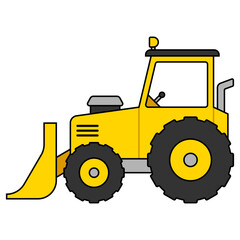 Naklejka premium Vector Cartoon Bulldozer Illustration on White Background