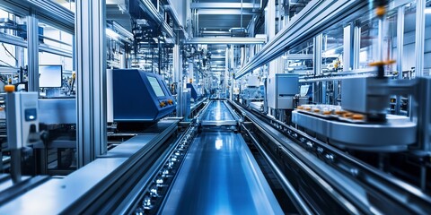 Machinery and production lines within a modern manufacturing facility