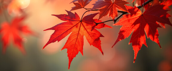 Vibrant Red Maple Leaf in Soft Sunlight