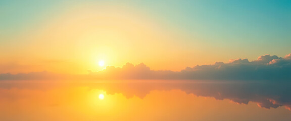 Fototapeta premium Golden Sunset Reflected in Calm Water