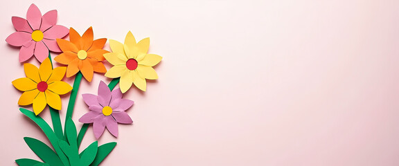 Obraz premium Paper Flower Bouquet on Pink Background