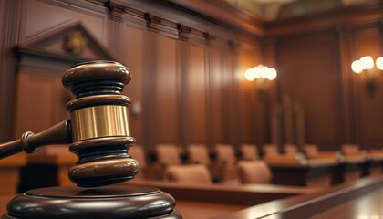 gavel in the courtroom.  the concept of jurisprudence and jurisprudence.  space for text