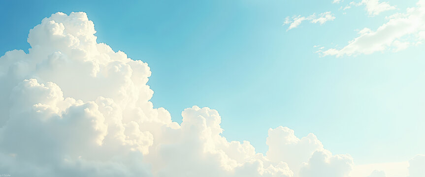 Fluffy White Clouds Against a Clear Blue Sky