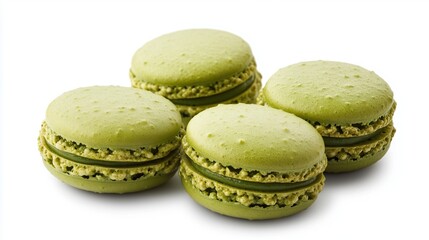 Fototapeta premium A few green macaroons on white background