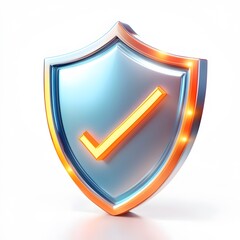 3D shield protection icon with check for online payment on white background concept, user account for 3d security with payment protection on isolated vector render background
