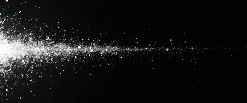 Abstract Glittering Background with White Particles on Black