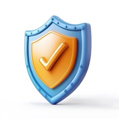 3D shield protection icon with check for online payment on white background concept, user account for 3d security with payment protection on isolated vector render background