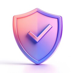 3D shield protection icon with check for online payment on white background concept, user account for 3d security with payment protection on isolated vector render background