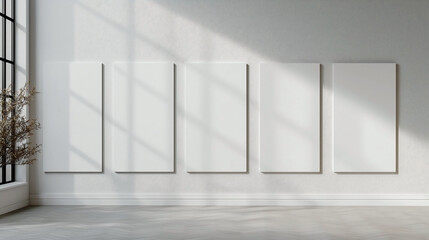 Fototapeta premium A set of posters mock-up displayed against a blank, minimalistic background