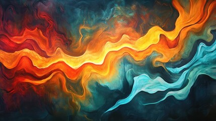 Abstract representation of vibrant streams that evoke the energetic flow of fire
