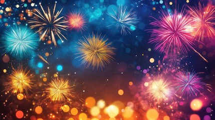 Fototapeta premium Colorful fireworks illuminating the night sky during a festive celebration