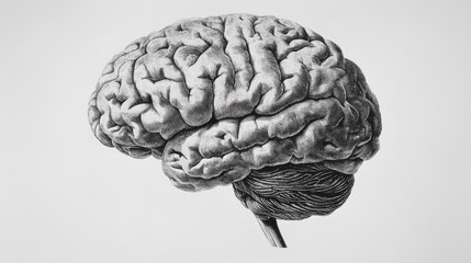 Abstract brain background. Photocopy stippled style with collage elements of brain