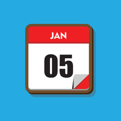 Fototapeta premium calender icon, 05 january icon with blue background
