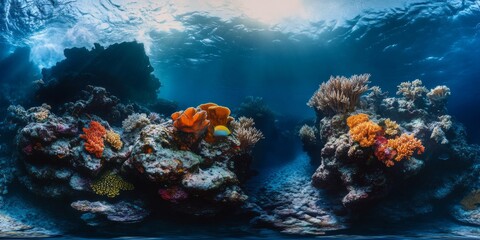 Fototapeta premium Underwater photograph coral reef located ocean surrounded world 8K v6