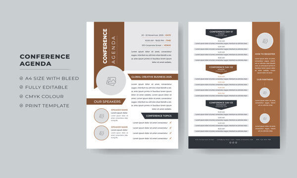 Creative Business Conference Agenda or program Conference flyer template