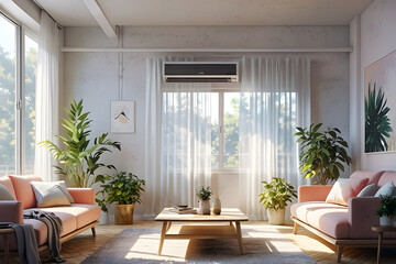Fototapeta premium An air conditioning unit blowing out cool air into a room
