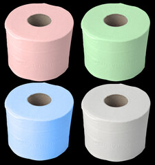 Rouleaux couleurs de papier toilette sur fond noir 