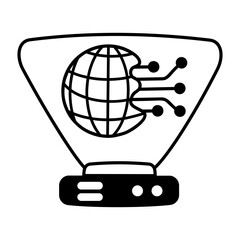 An icon of futuristic world in glyph style 