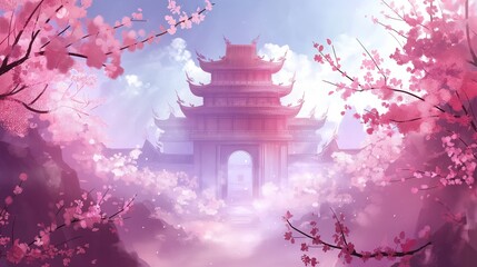 anime background of pink tone paintings ,sweetie and cute painting