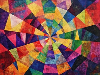 Fototapeta premium Abstract Geometric Painting with Vibrant Colors and Textured Surfaces